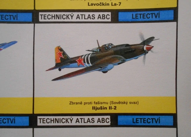 Technický atlas abc - Letectví Zbraně proti fašismu ( SSSR ) - původní list 8 kartiček - 1985