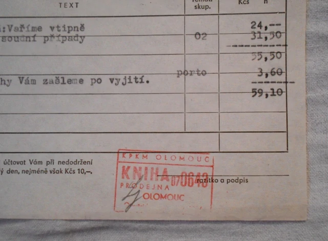 Faktura dobírkou Kniha, KP KO Olomouc - 1967