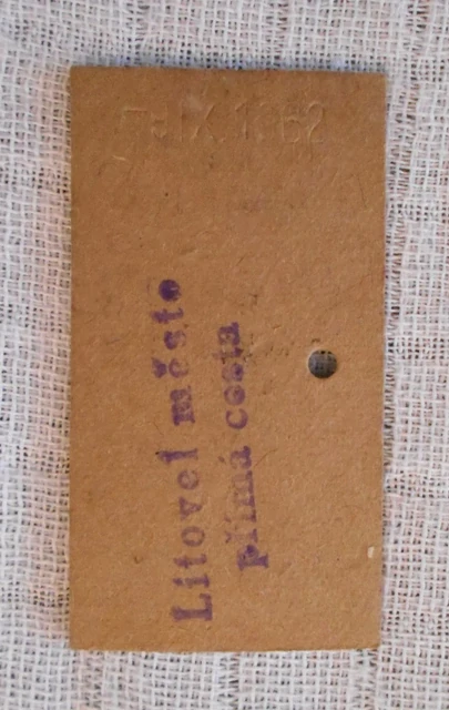 Jízdenka ČSD lepenková Litovel město-Nemilany - rok 1982