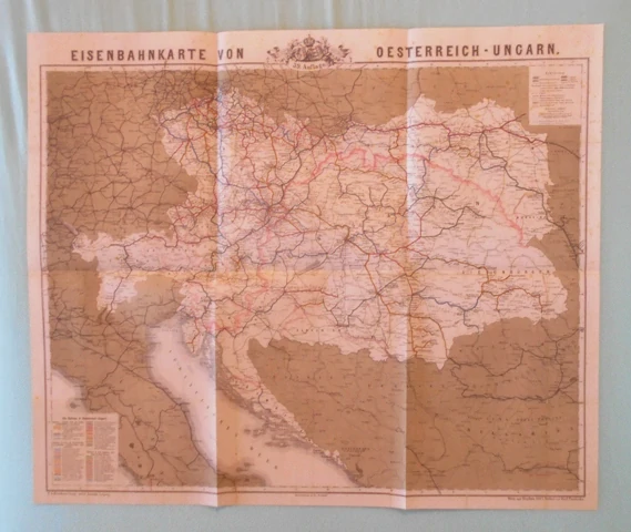 Replika mapa Železniční mapy Rakousko-Uherska z let 1877 a 1906