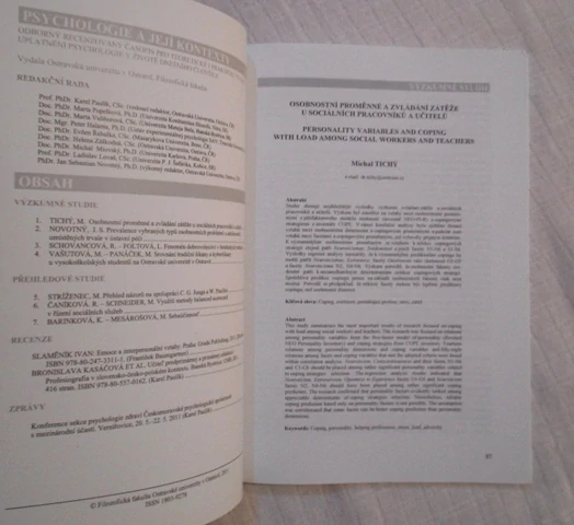 Časopis Psychologie a její kontexty rok 2011 číslo 2
