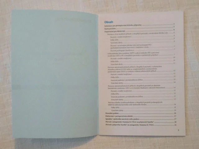Zdravotnická brožura Informace pro předepisování přípravku Xarelto (rivaroxaban) verze 5 - 2022