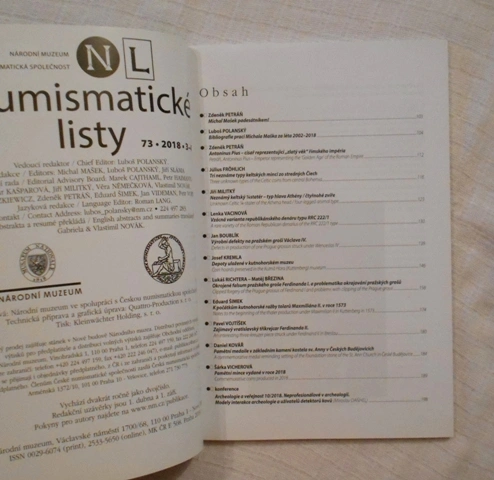 Numismatické listy ročník 73 rok 2018 číslo 3-4