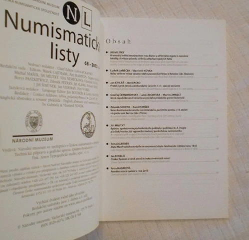 Numismatické listy ročník 68 rok 2013 číslo 3-4