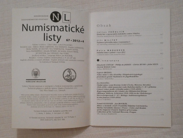 Numismatické listy ročník 67 rok 2012 číslo 4