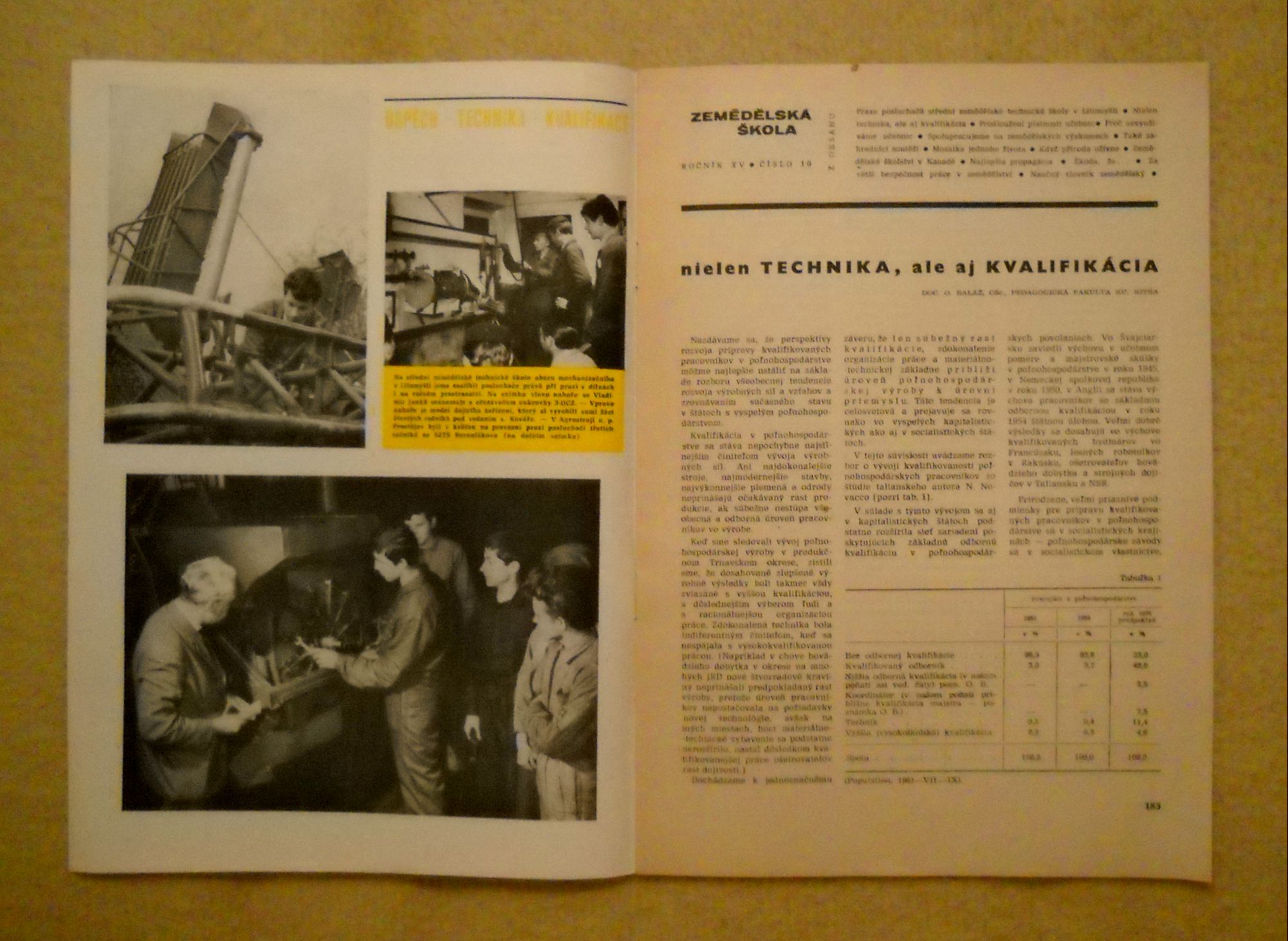 Časopis Zemědělská škola rok 1964 - 65 číslo 10