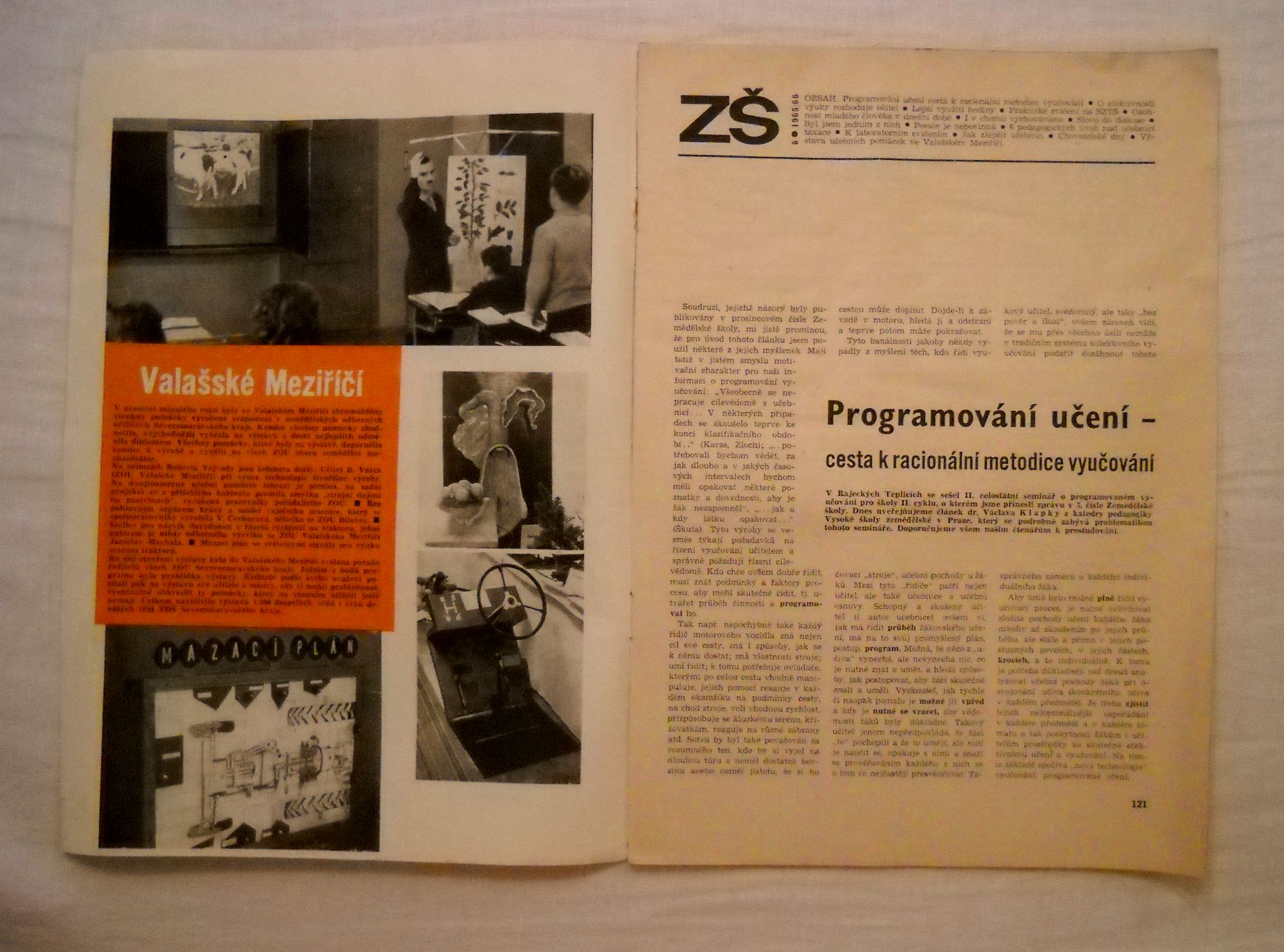 Časopis Zemědělská škola rok 1965 - 66 číslo 6