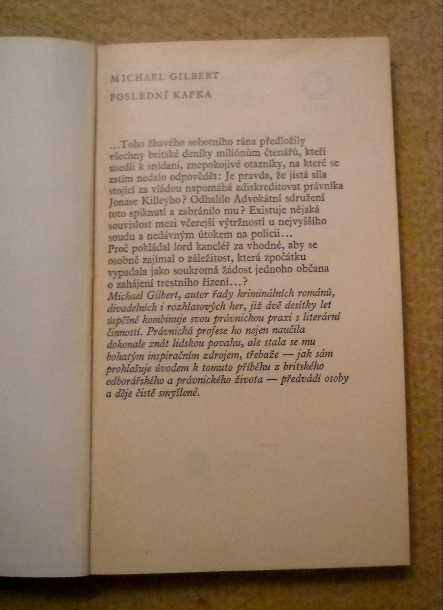 Michael Gilbert - Poslední kapka - Omnia 1982