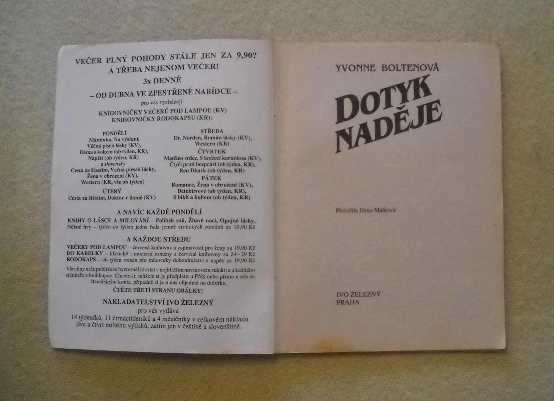Yvonne Boltenová - Dotyk naděje - IŽ 1993