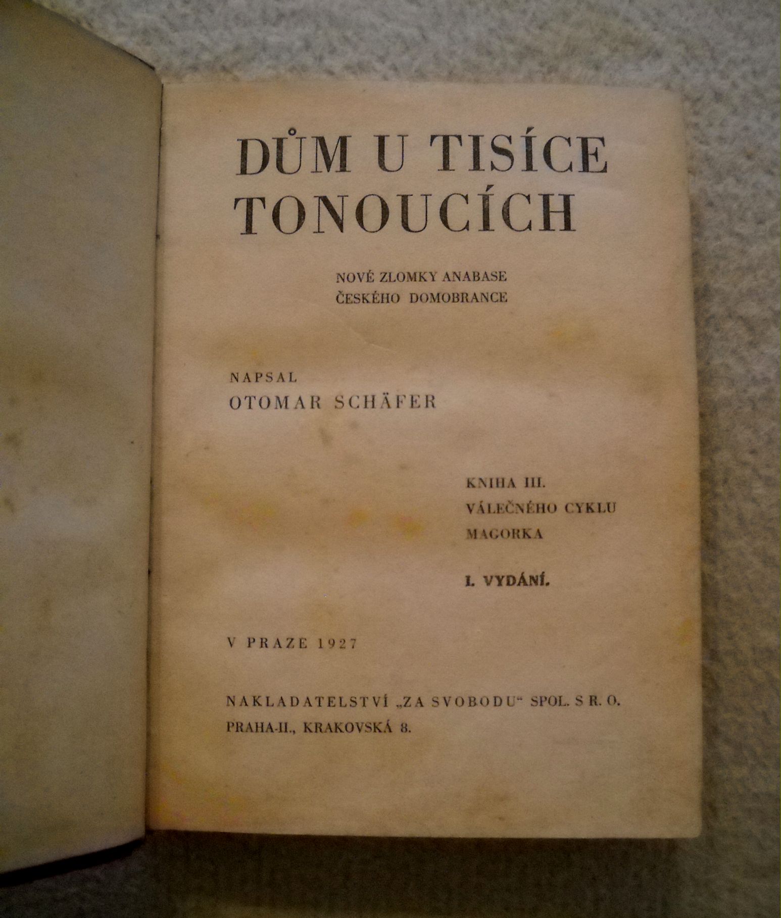 Otomar Schäfer - Dům u tisíce tonoucích - Praha 1927