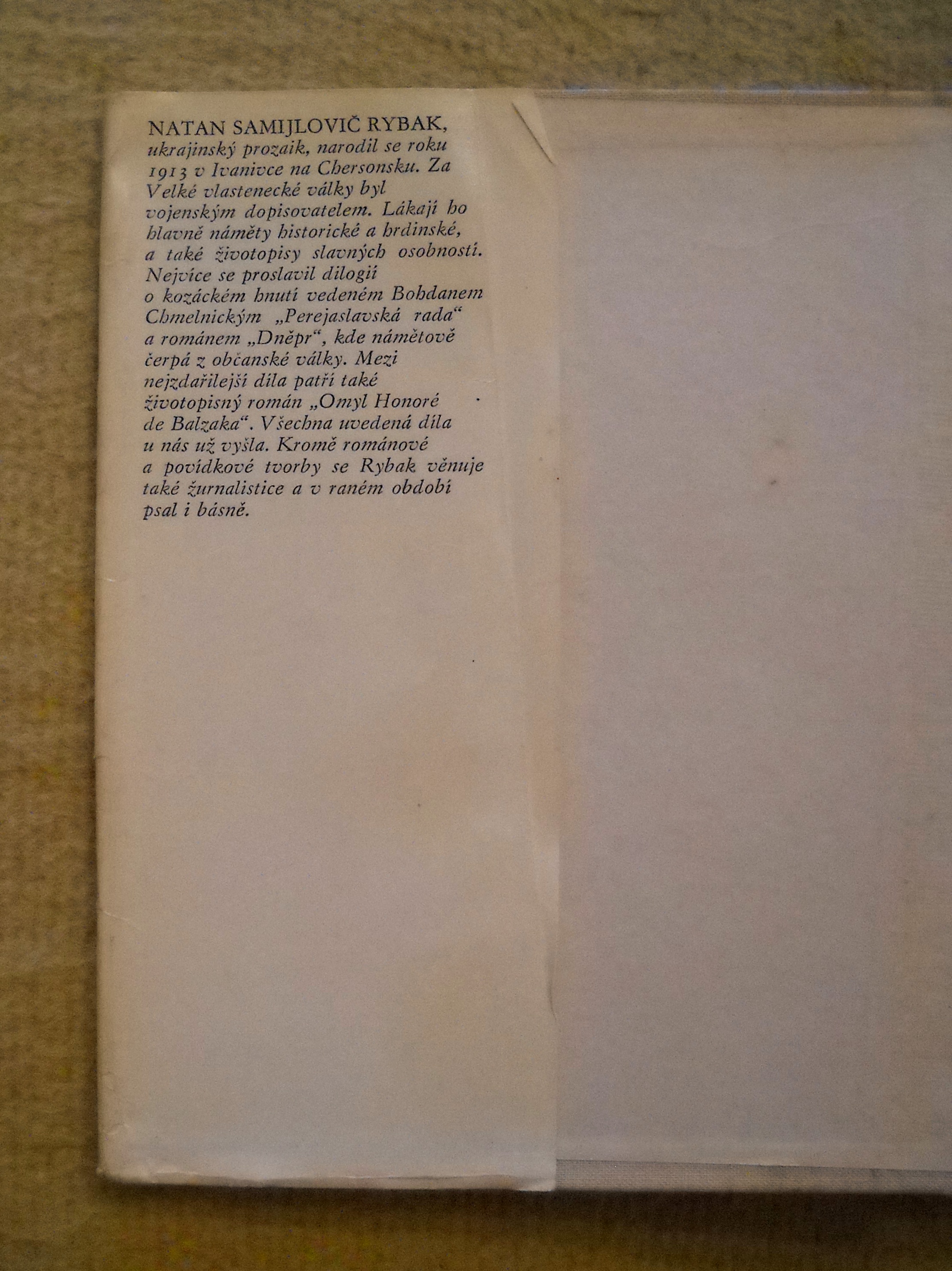 Natan Rybak - Omyl Honoré de Balzaka - LN 1974
