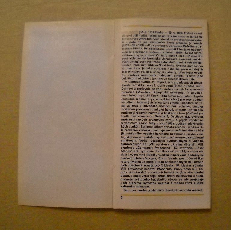 Brožura Jan Kapr - 1990