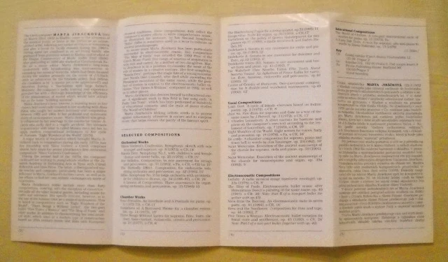 Informační pamětní leták Marta Jiráčková - 1993