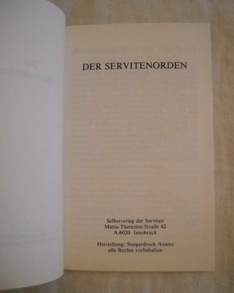 A.M. Pőtscher, R.M. Wahler - Der Servitenorden - 1984