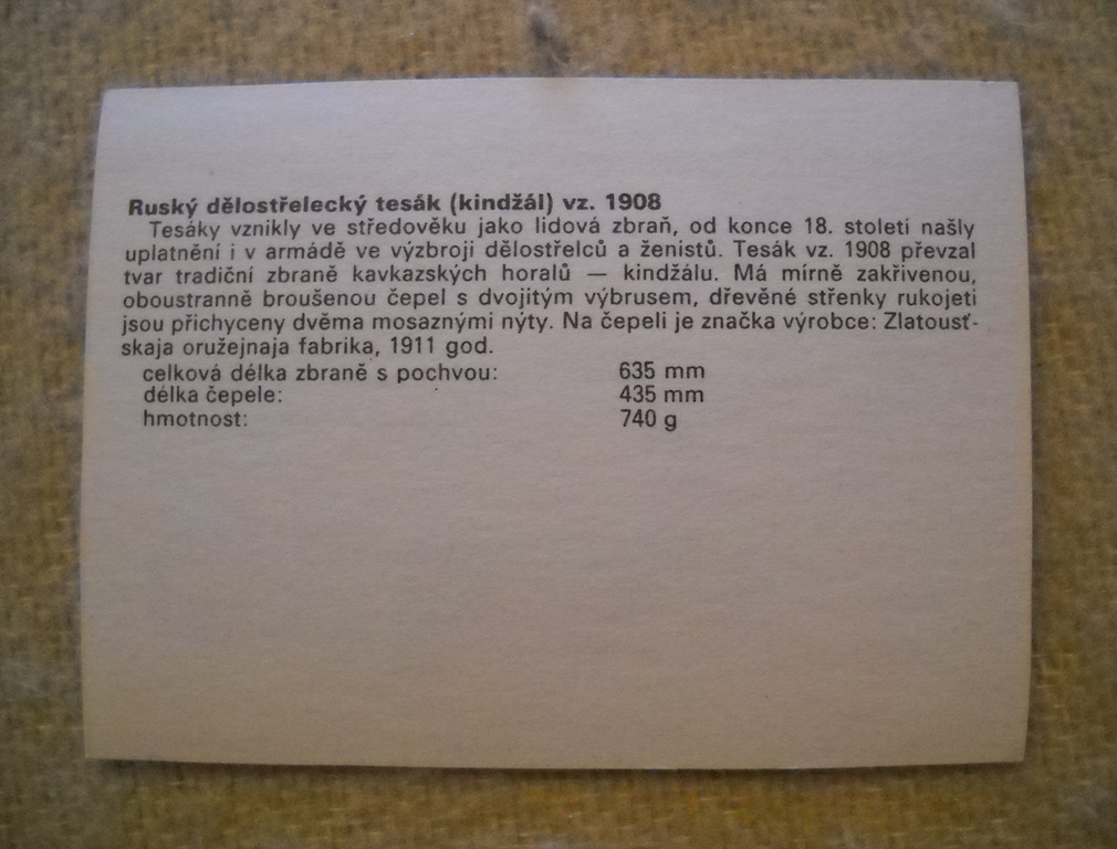 Technický atlas abc - Vojenství - Ruský dělostřelecký tesák vz. 1908