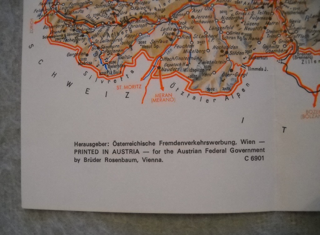 Mapa Ősterreich Brüder Rosenbaum, Vienna