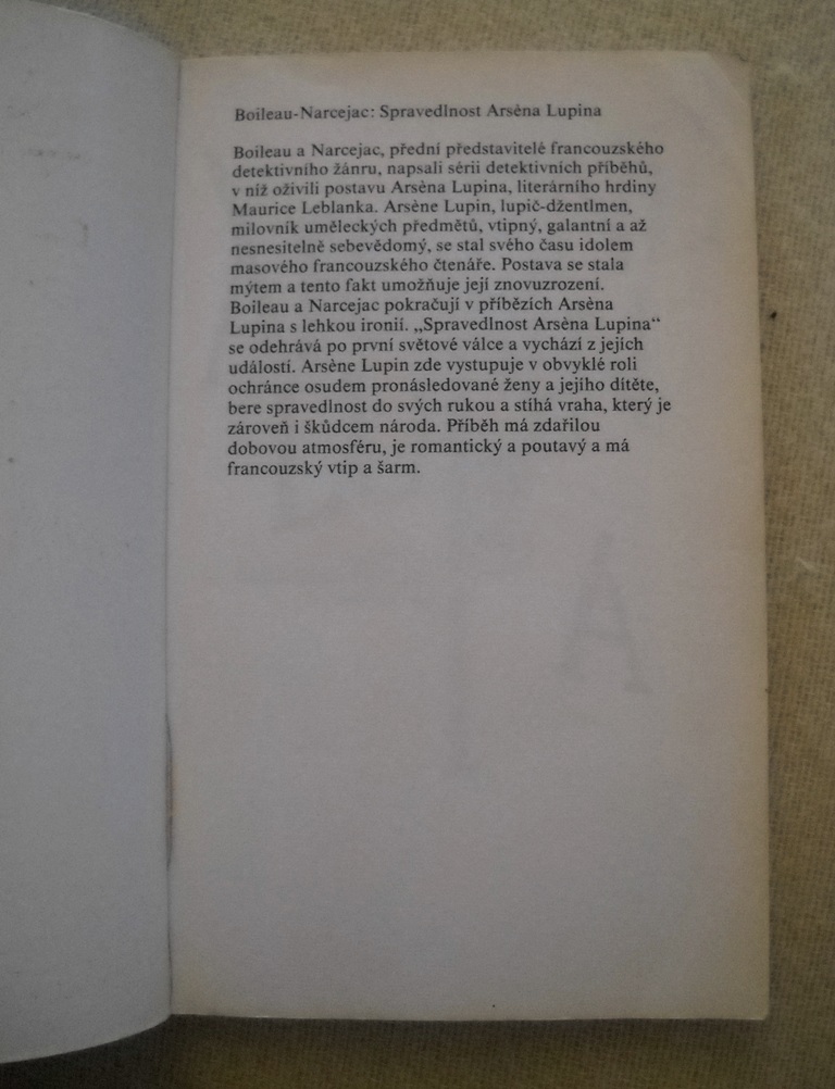 Boileau, Narcejac - Spravedlnost Arsèna Lupina - 1984