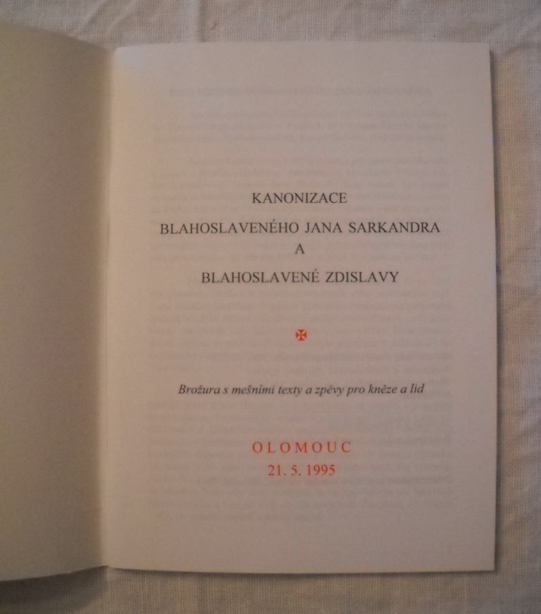 Kanonizace Blahoslaveného Jana Sarkandra a Blahoslavené Zdislavy - 1995