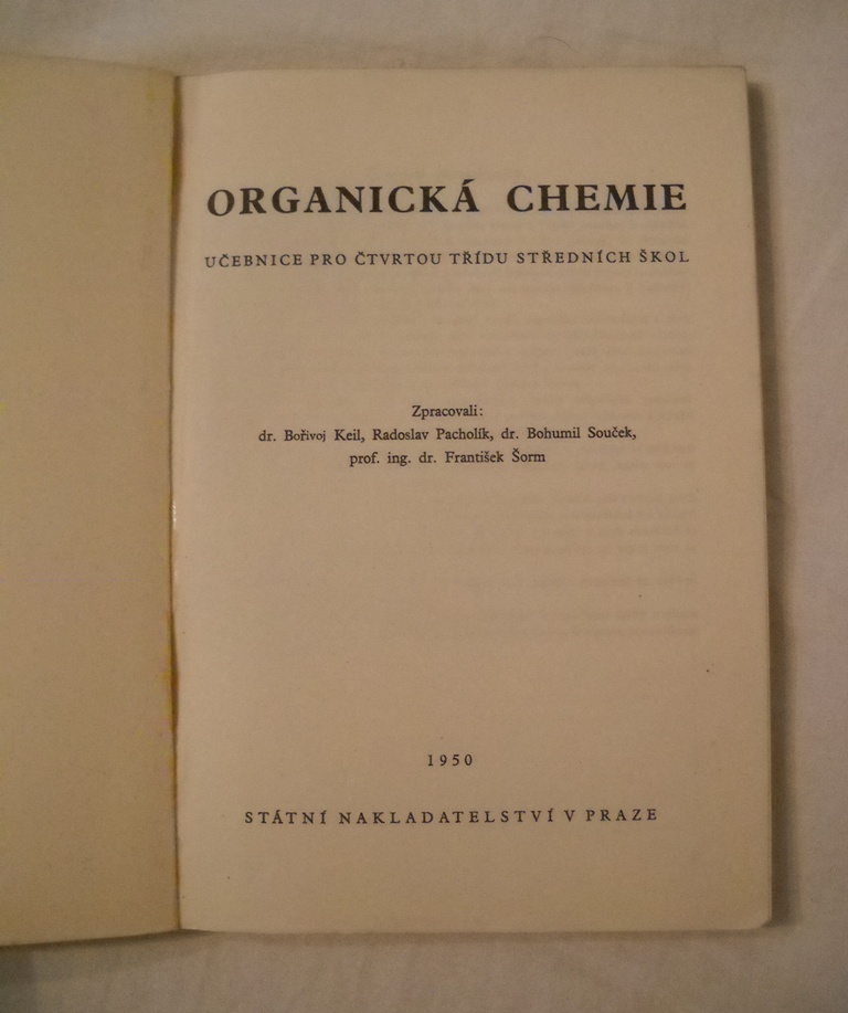 Organická chemie pro čtvrtou třídu středních škol - 1950
