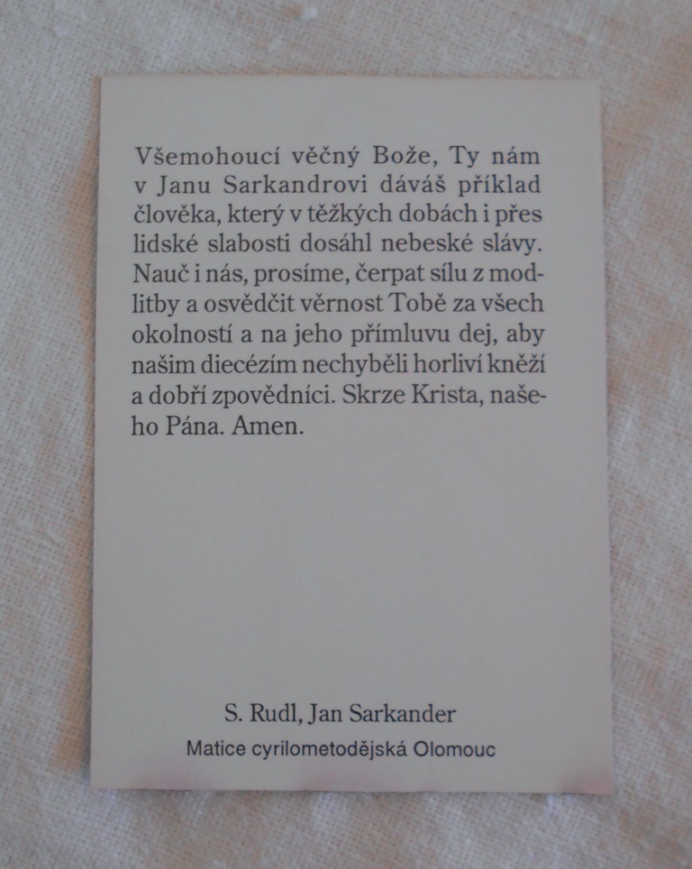 Svatý obrázek Jan Sarkander - S. Rudl - Olomouc