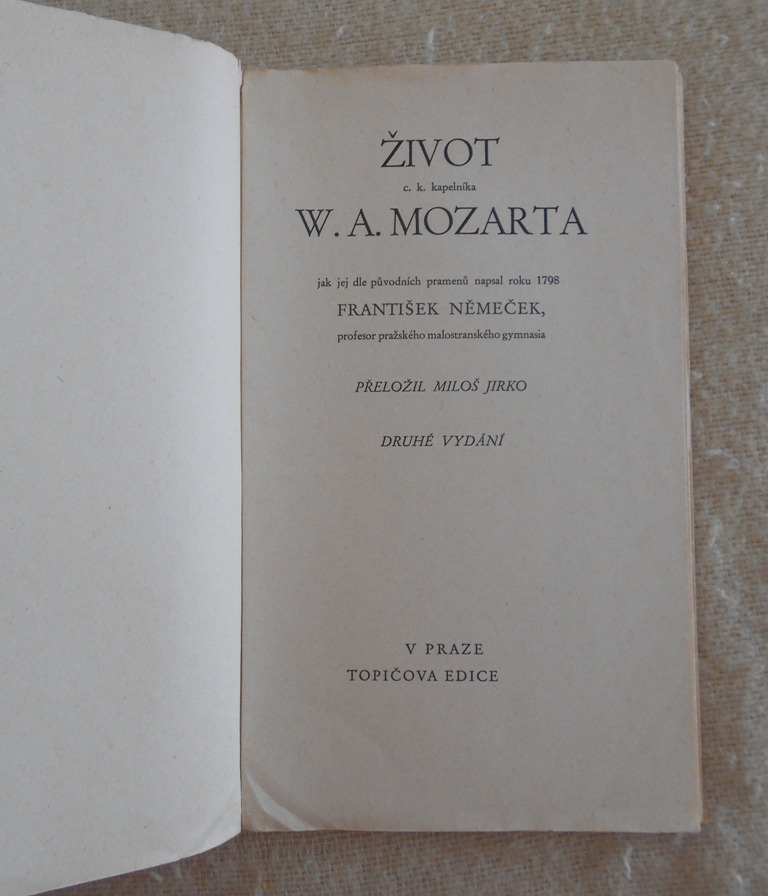 Fr. Němeček - Životopis c.k. kapelníka W.A. Mozarta - Praha