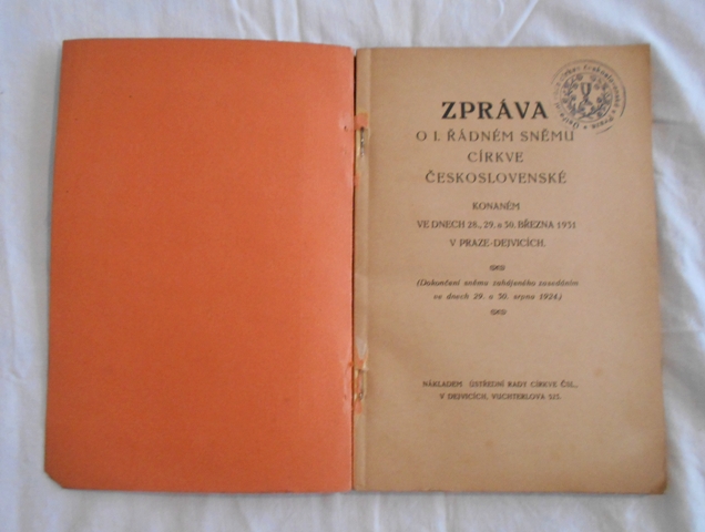 Zpráva o I. řádném sněmu Církve československé - 1931