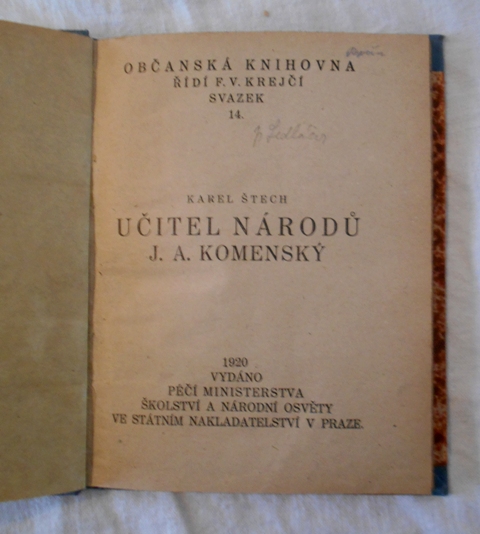 Karel Štech - Učitel národů J.A. Komenský - 1920