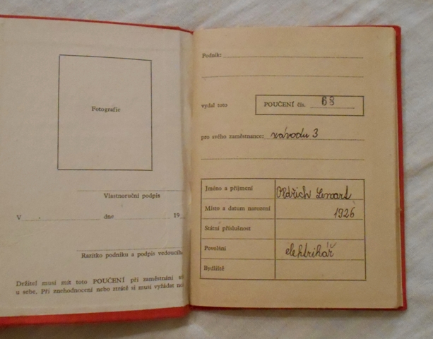 Poučení pro osoby určené obsluze nebo k práci na elektrickém zařízení - 1957