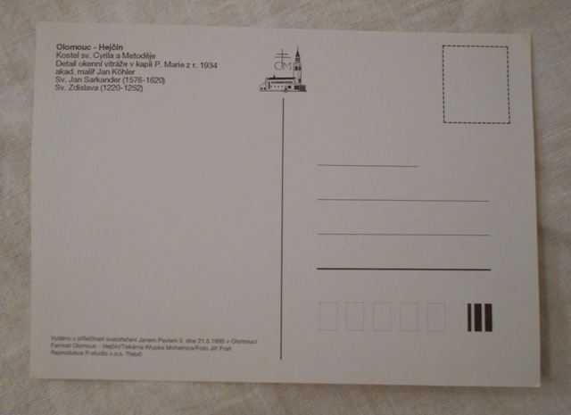 Pohlednice Olomouc - Hejčín kostel sv. Cyrila a Metoděje vitráž - barevná nepoužitá