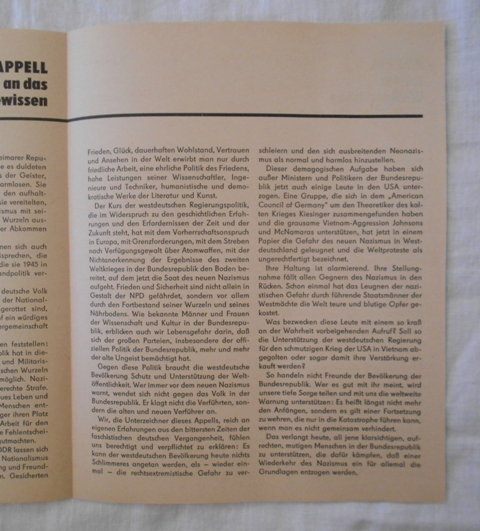 List Appell an das Weltgewissen - Apel na svědomí světa - DDR 1967