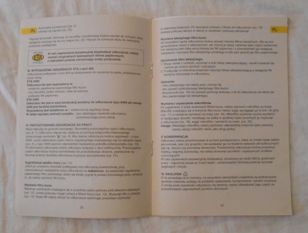 Návod k obsluze podlahový vysavač ETA 0409, 2409 - 2004