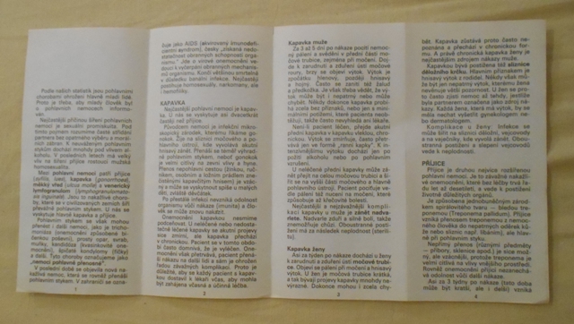 Zdravotnický leták Pohlavní nemoci - 1986