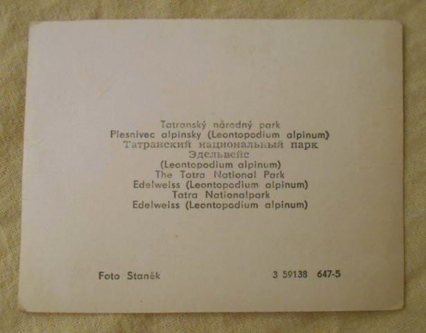 Sběratelská karta Protěž alpská - série Tatranský národní park