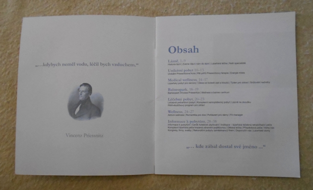 Brožura Priessnitz 1837 - 1. vodoléčebný ústav na světě