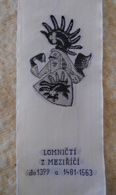 Textilní knižní záložka - Lomničtí z Meziříčí - Náměšť nad Oslavou
