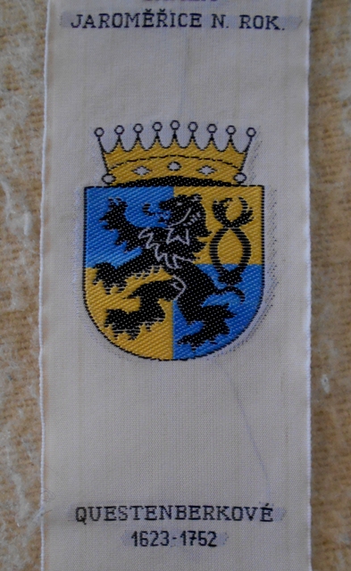 Textilní knižní záložka - Questenberkové - Jaroměřice nad Rokytnou