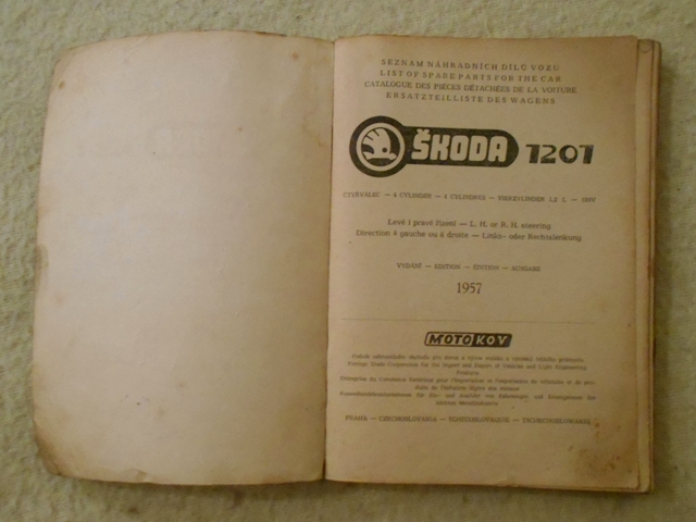 Škoda 1201 seznam náhradních dílů - 1957