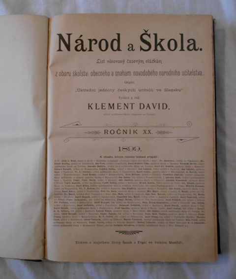 Časopis Národ a Škola ročník XX. rok 1899