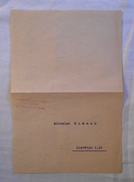 Pozvánka Beseda mládeže Slavětín u Litovle 1972