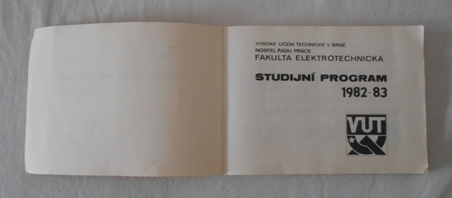 VUT v Brně Fakulta elektrotechnická Studijní program 1982-83