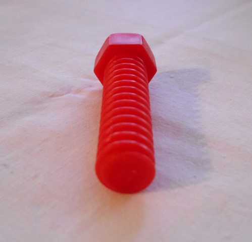 Plastový šroub červený 5 x 1,4 cm - náhradní plastový díl ke stavebnici