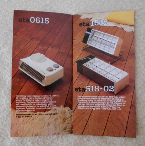 Katalogový leták Teplovzdušné ventilátory & infrazářiče ETA - 1989