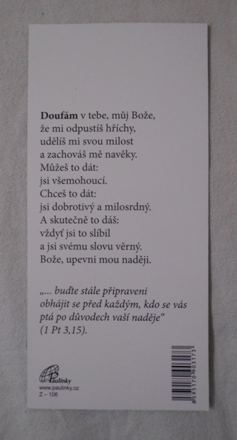Motivační lístek Don Tonino Lasconi - Naděje
