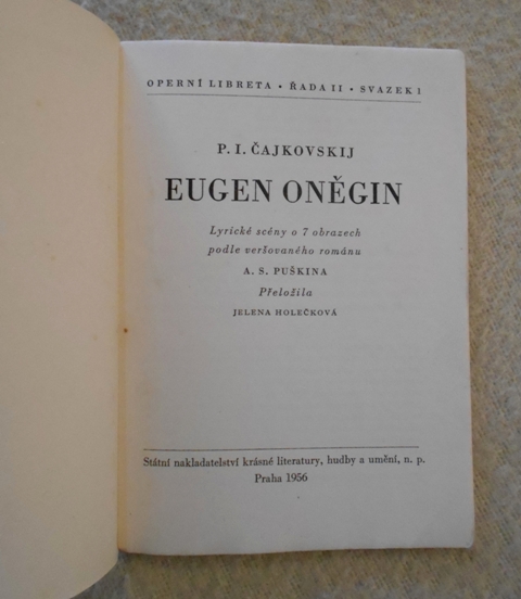 Operní libreta II-1 - P.I. Čajkovskij - Eugen Oněgin - 1956