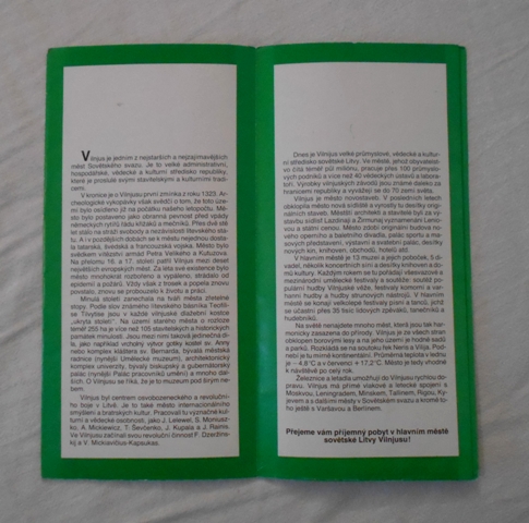 Propagační leták Vilnjus Intourist / česky / - 1984