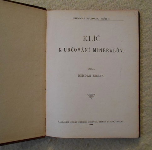 Bohdan Erben - Klíč k určování minerálův - 1894