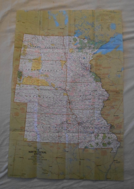 Mapa USA North and South Dakota Nebraska Kansas Minnesota Iowa Missouri - National Geographic - anglicky