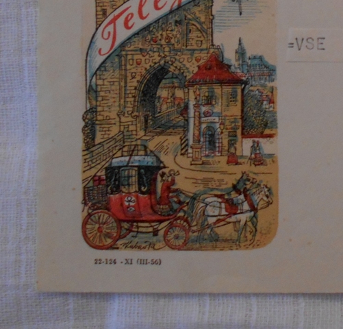 Telegram - V. Kubašta ilustrovaný doručovací formulář použitý - 1956