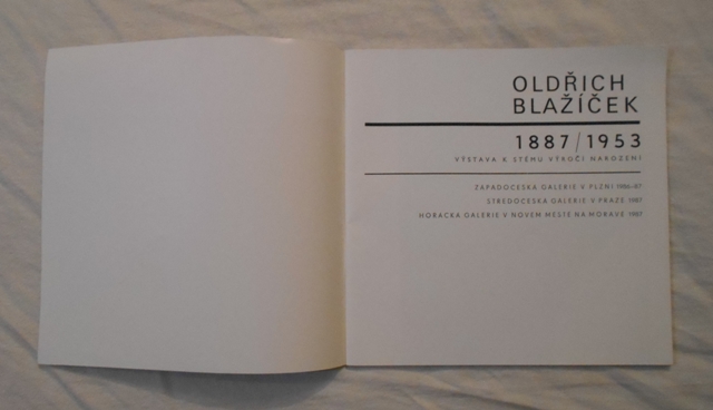 Oldřich Blažíček 1887-1953 - program výstav ke 100. výročí narození - 1986