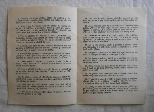 O Červené Karkulce - dvoulist k diapozitivům - Moravská Ústředna Brno